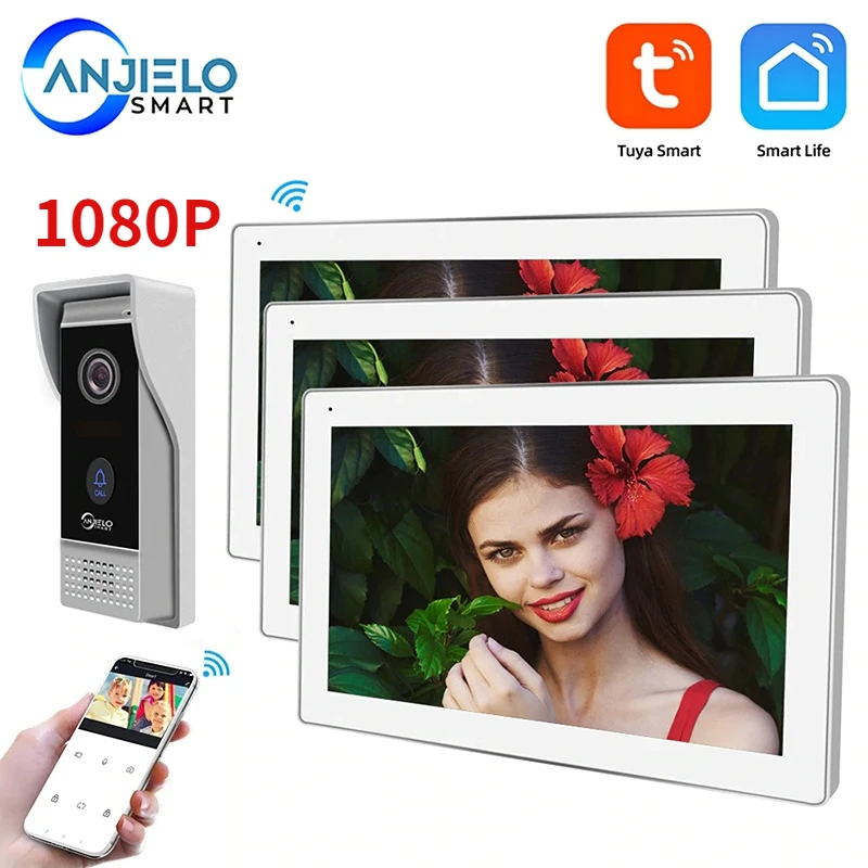 Видеодомофон HD 1080P с сенсорным экраном 10 дюймов Wi-Fi датчиком движения и функцией