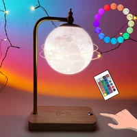 16 colors moon lamp 360%c2%b0 rotate galaxy moon night lights rechargeable led lamp wireless charger touch control home decor gifts