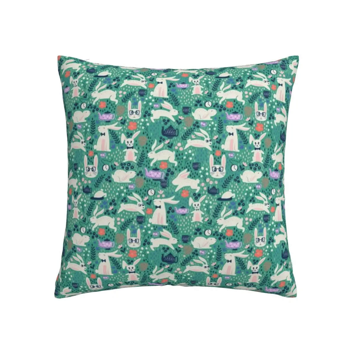 

Чехол с пасхальными кроликами, подушками, кроликами и чайниками, цвет морской волны, полиэстер, Блестящий Мягкий чехол на молнии, весенний ч...