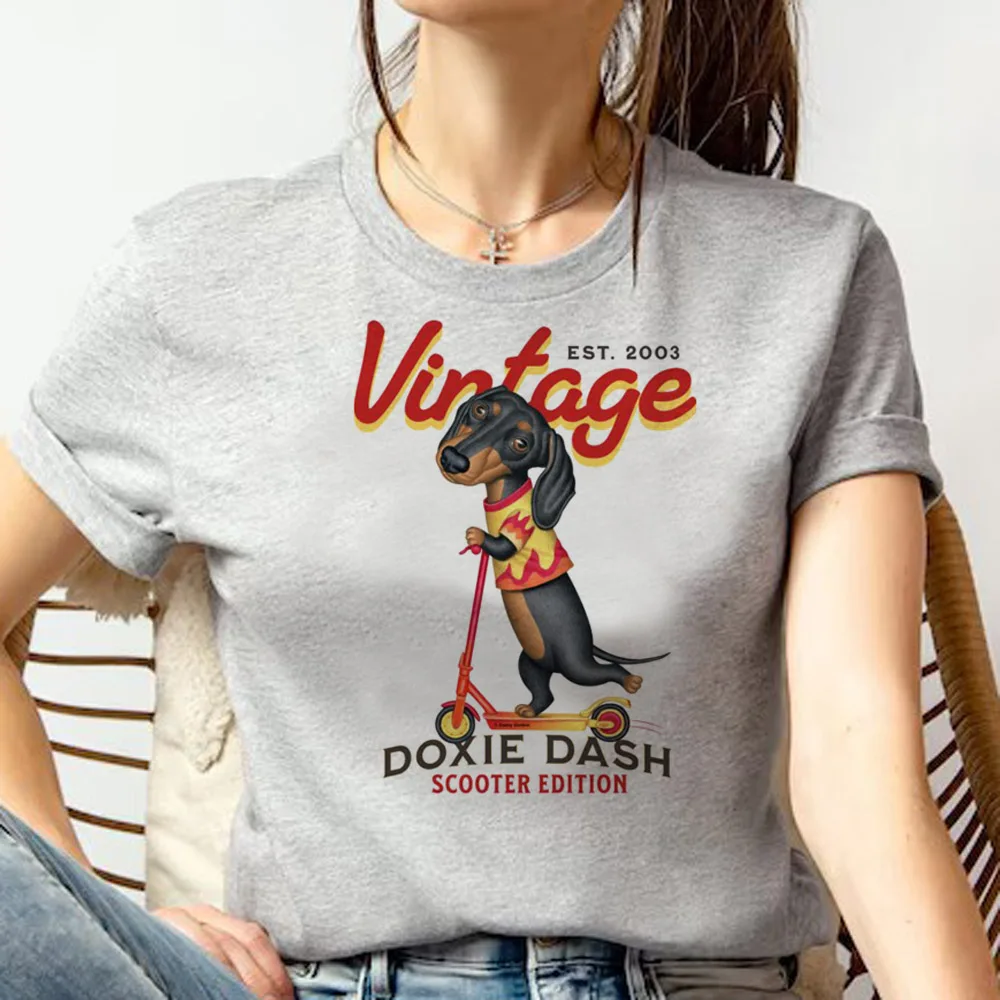 Футболка женская в стиле Харадзюку с принтом такса