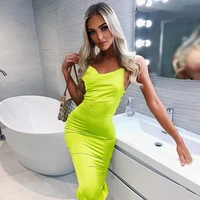 hotcy high elastic open back strap club outfits ball gowns and cocktail satin dresses
