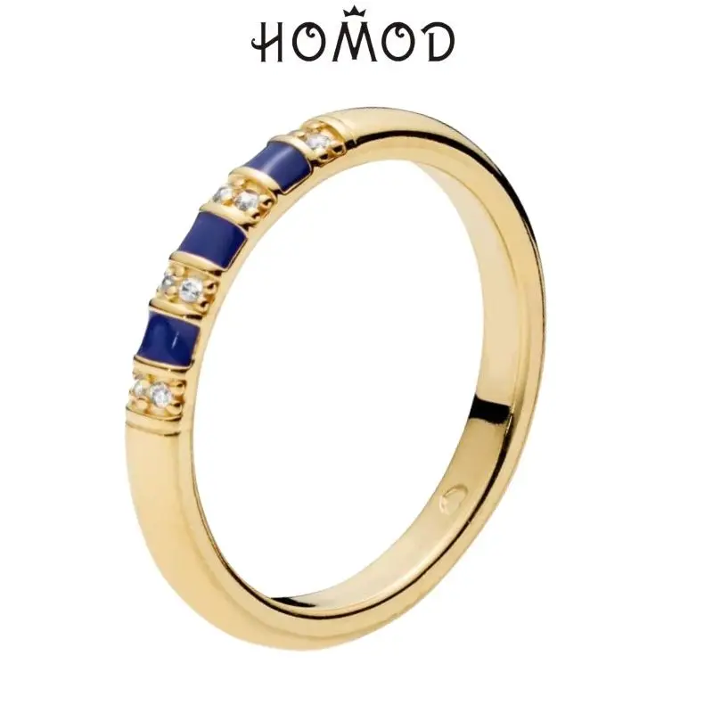 Кольца Homod золотистого и синего цвета в полоску для женщин синие эпоксидные