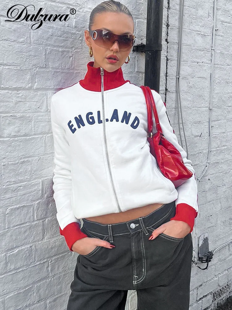 

Dulzura, пальто на молнии с высоким воротником, Harajuku, вечерние, Клубная одежда, толстый кардиган, свитер с буквенным принтом, Осень-зима 2023, для женщин, клубная одежда