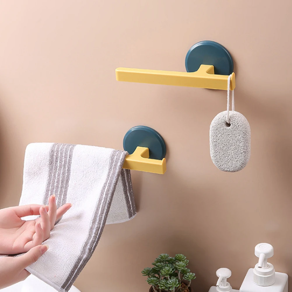 

1PCS Adhesive Towel Rack Wall Mounted Bathroom Hanging Shower Shelf Holder Kitchen Storage Mops Green/White/Black Useful Parts