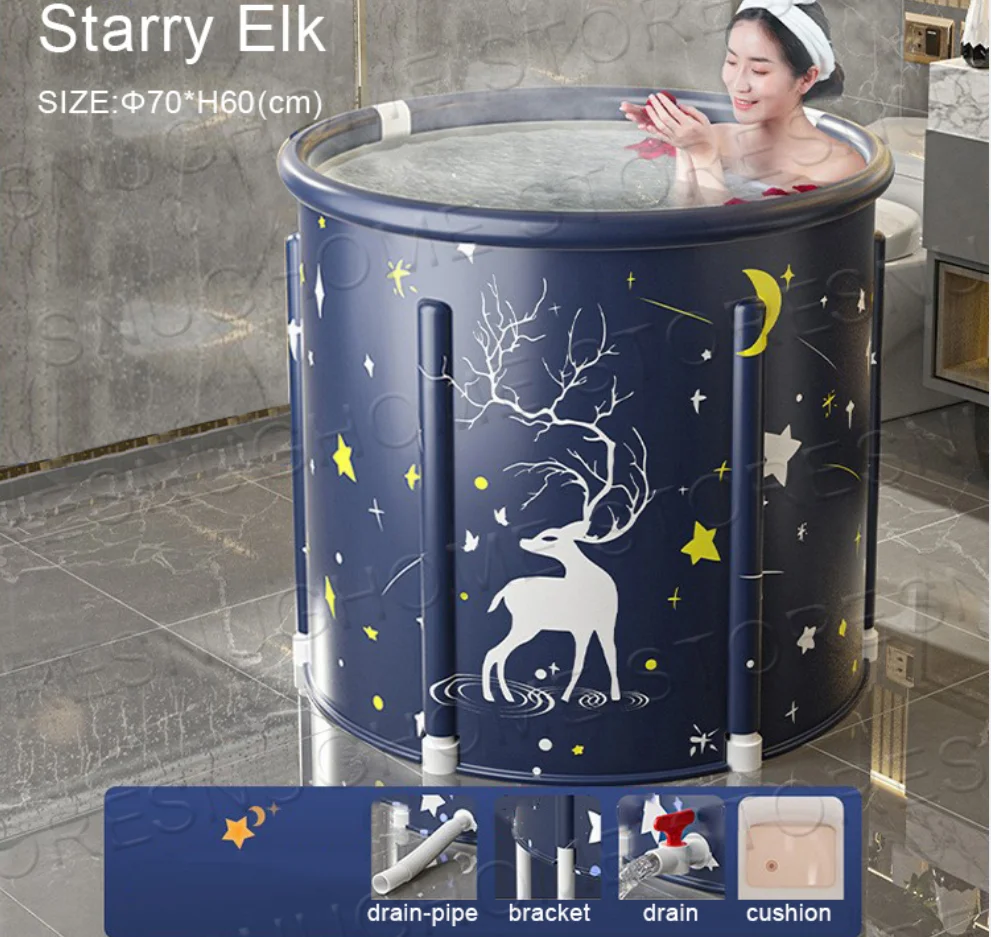 

Portable Bathtub Folding Bath Bucket Thicken Shower Barrel Large Adult Tub Baby Swimming Pool Insulation Family Bathroom SPA Tub