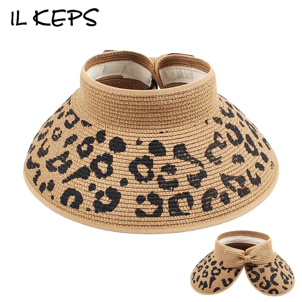 

Шляпа Женская Солнцезащитная соломенная с леопардовым принтом, CM012