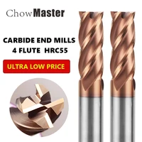 cnc carbide end mills tungsten machine cutter tools 4 flute metal steel key face square router bit 6 8 12 shank milling cutting