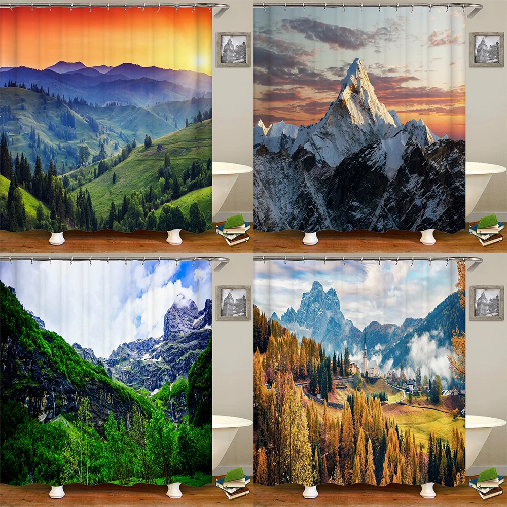 

Водонепроницаемая шторка для душа из полиэстера, с крючками