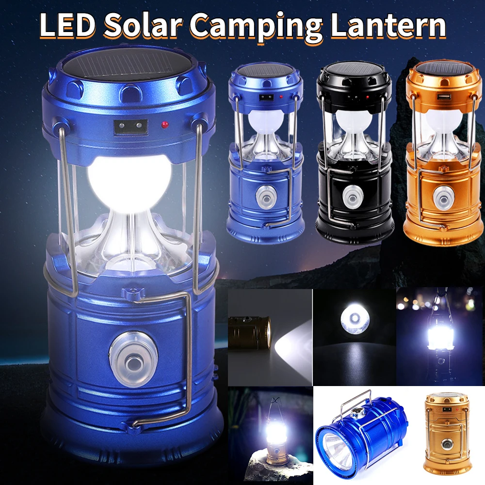 

Portable Solar LED Lantern Telescopic Torch Lamp for Outdoor Camping Tent Lamp Emergency Lighting Hanging Lanterns Working Light