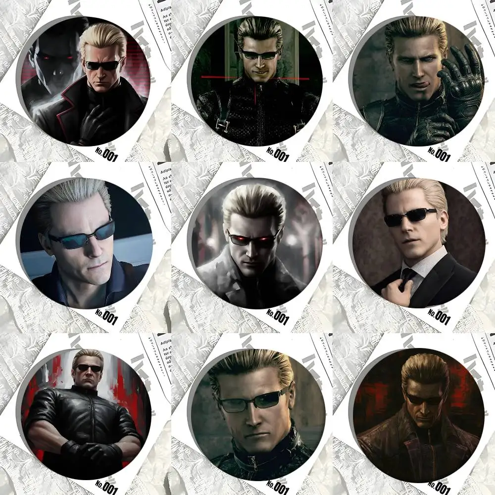 Фото Забавный круглый значок Albert Wesker, креативная брошь, аксессуар для одежды и рюкзака, значок на лацкан №4