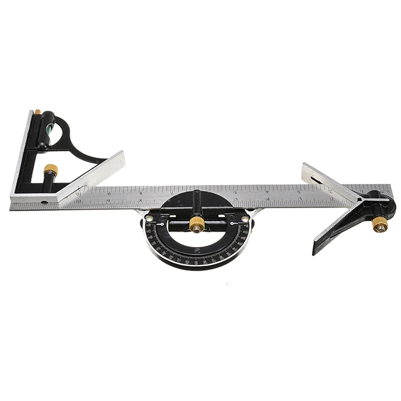 

1pc 12" Combination Measuring Ruler Tri- Square Steel Ruler 30.5cm X 11.5cm For Machinist Measuring Angle Tool
