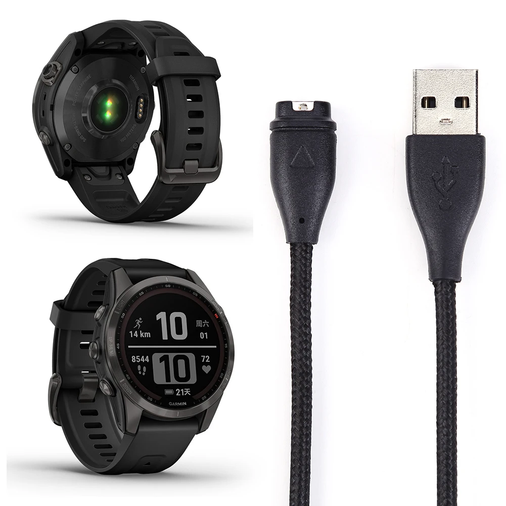

50/100cm Charger Cable Smart Watch Accessories Nylon Braided Charging Cable Adapter Replacement Parts for Garmin Venu 2 Instinct