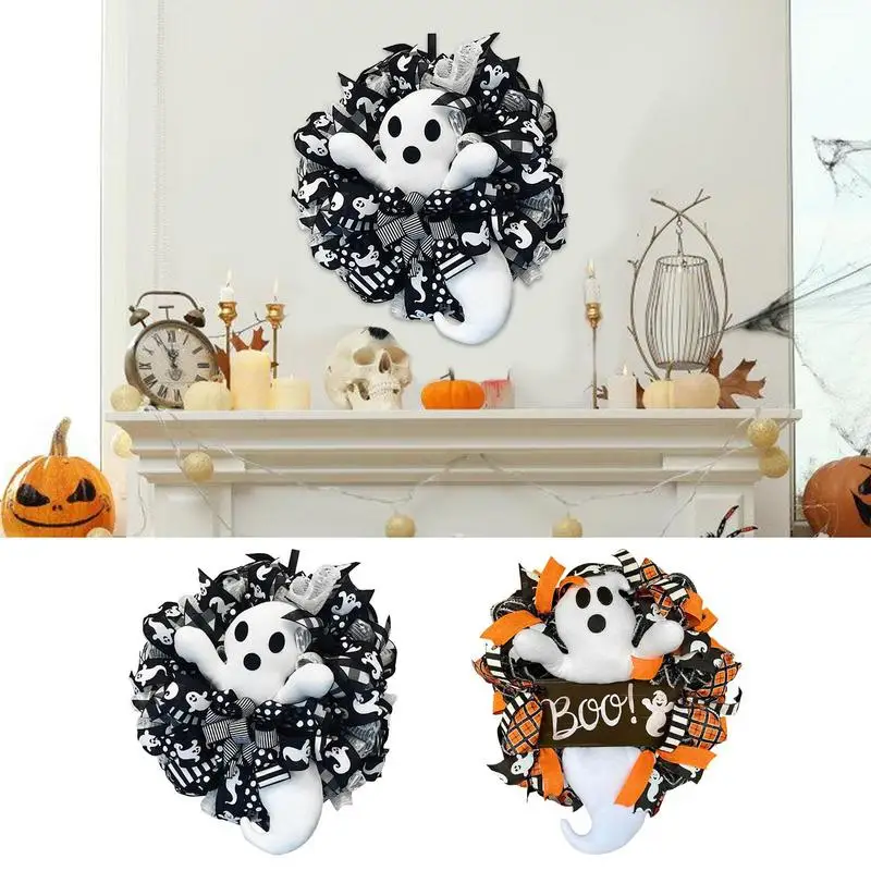 

Boo Halloween Wreaths Black Scary Ghost Halloween Decorations Spooky Home Decor for Halloween Front Door Door Decorations