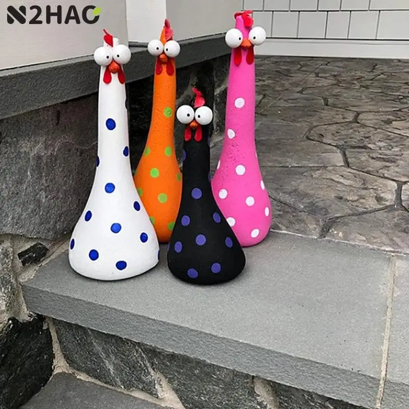 

1pc Resin Long Neck Chicken Ornaments For Home Garden Courtyard Outdoor Decoration Silly Hen Statues Office Desktop Figurines