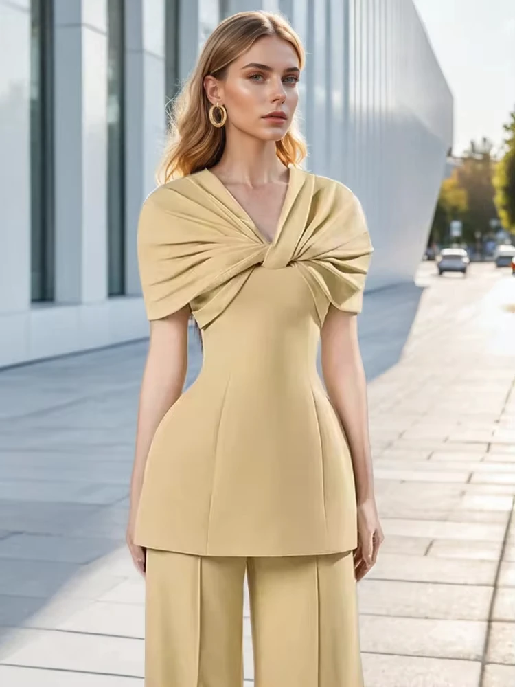 Модный женский комплект из 2 предметов топы на молнии с узлом талии висячие брюки