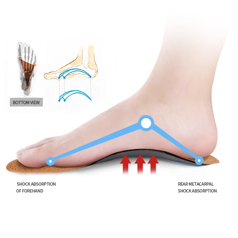 Leather Orthotic Insole for Flat Feet Arch Support Orthopedic Shoes Sole Insoles for Feet Suitable Men Women Children O/X Leg