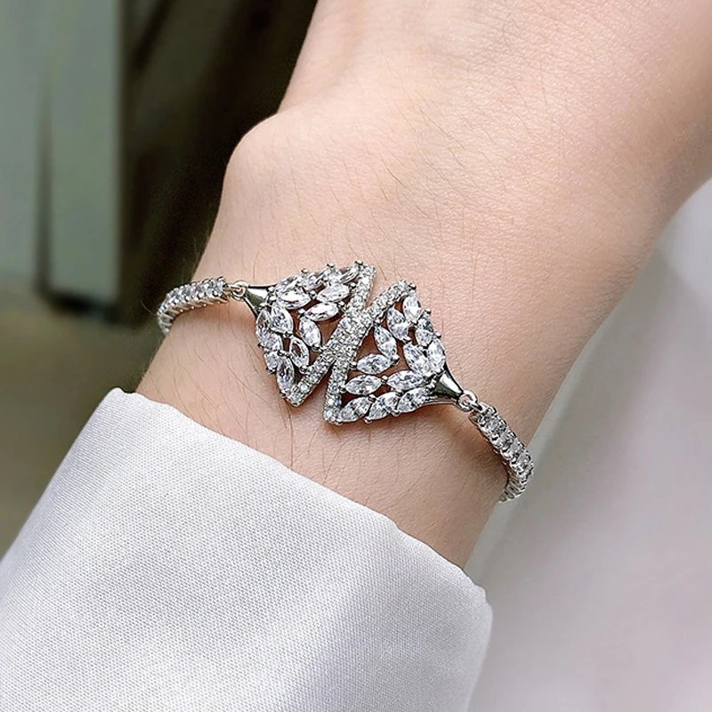 Браслет Knobspin из 100% стерлингового серебра 925 пробы с бриллиантами