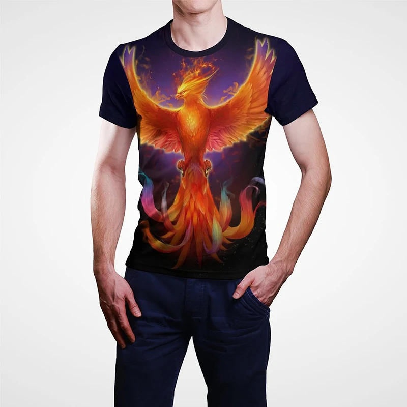 Футболка Мужская/женская с 3D-принтом птицы Феникс модная тенниска короткими
