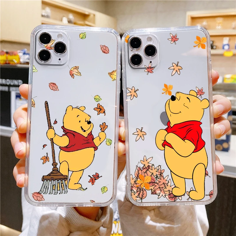 

Disney Winnie Pooh Transparent Phone Case For Apple iPhone 14 13 12 11 Mini XS XR X Pro MAX 8 7 6 Plus SE 2020 Cover Capa