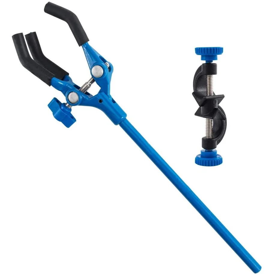 

1 Set Lab Clamp 3 Prong Finger Style Beaker Clamp Rubber-Coated Head with Holder Boss Heads for Laboratory Metalware Set