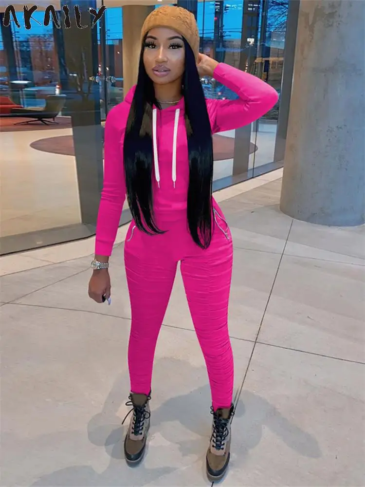 

Akaily Black Tracksuit Womens 2 Two Piece Sets Fall Outfits 2022 Pink Long Sleeve Hoodies And Sweat Pants Sets Ladies sweatsuit