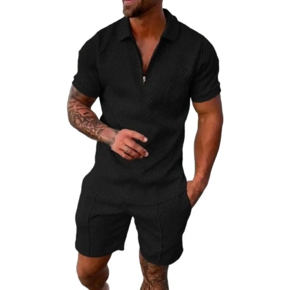 

Elastic Waist Thin Turndown Collar Sweat-wicking Outfit for Vacation