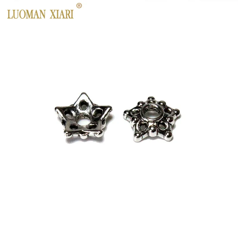 

Серебристые бусины в форме цветка, форма пентаграммы для бижутерии, фурнитура для браслета, ожерелья, аксессуары для бижутерии, 8 мм, оптовая...