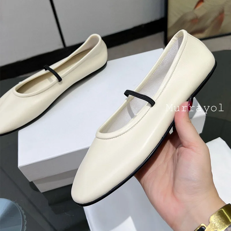 Туфли женские прогулочные из натуральной кожи лоферы с круглым носком мягкая