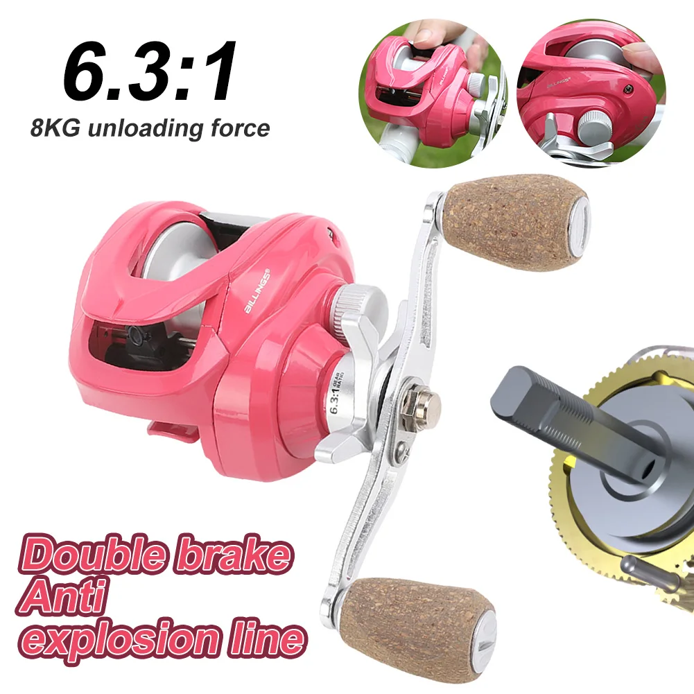 

Baitcasting Fishing Reel 8KG Max Drag 6.3:1 Ratio 3+1BB Reel Metal Spool Left/Right Hand Carp Bass Pike Freshwater Saltwater