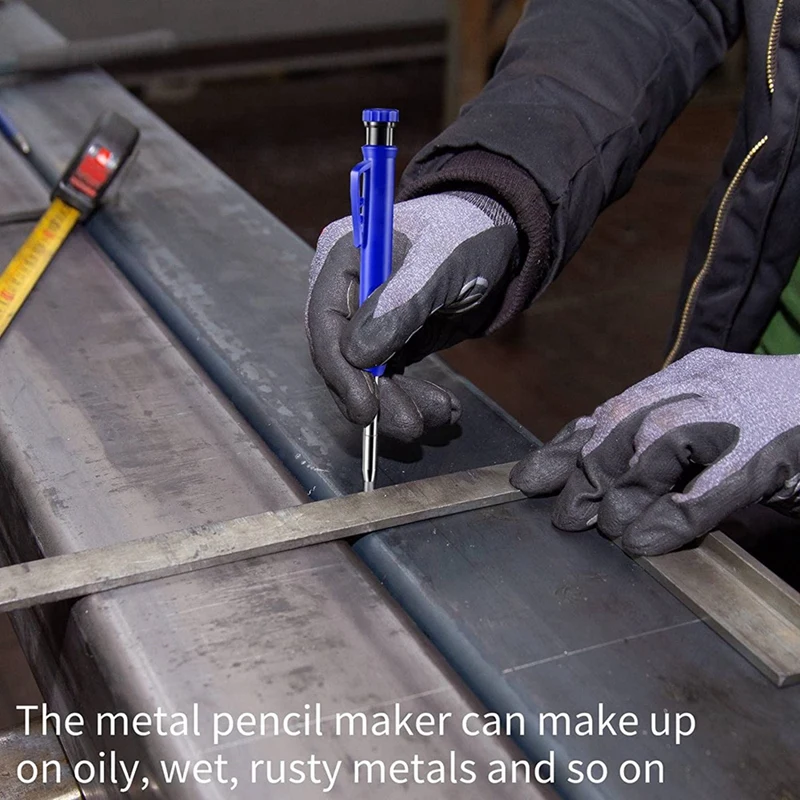 

Long Nosed Streak Welders Pencil With 7PCS 2.8Mm Refills Built-In Sharpener,For Pipe Fitter Welder Steel Construction