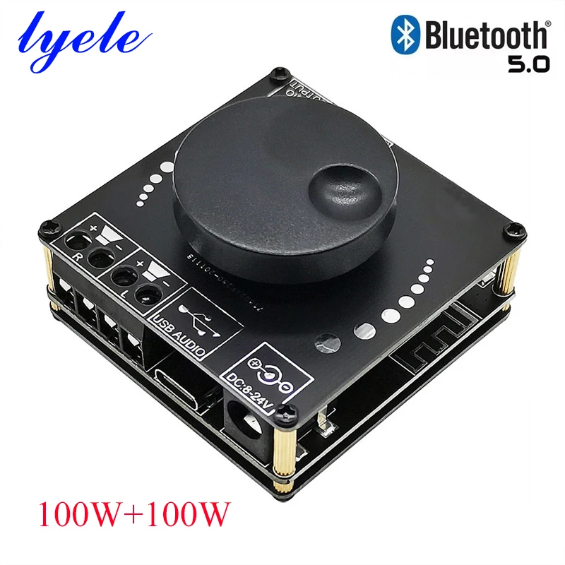

100w*2 Digital Power Amplifier Board 2 Channel Stereo Power Amplifier Hifi Audio U Disk Sound Card AUX Input Bluetooth 5.0