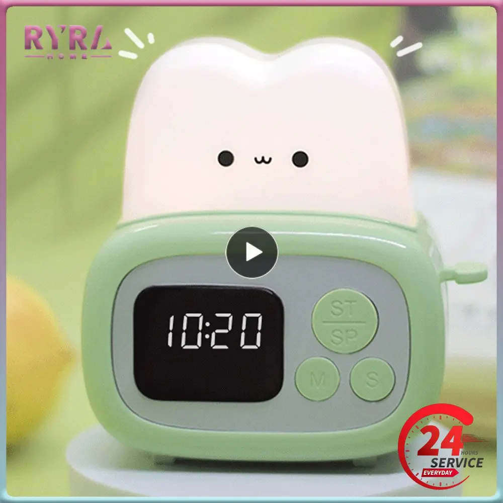 12*10.5*9cm Get Up Alarm Clock Cute Night Light Chargeable Timer Alarm Clock 158g Childrens Alarm Clock Bell