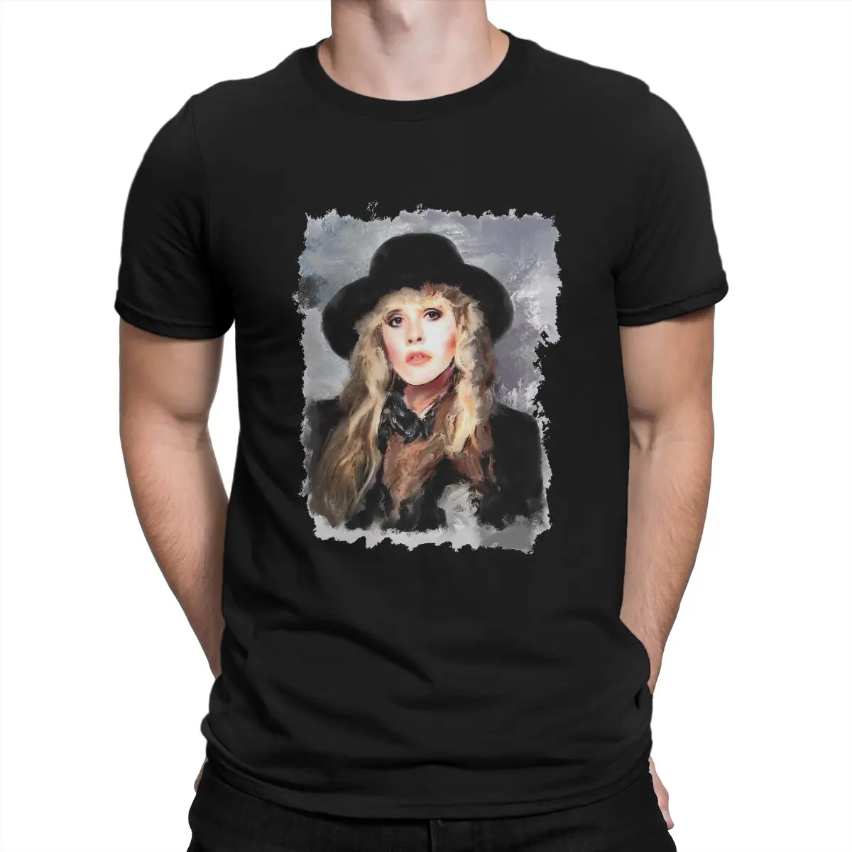 

Men's Head T Shirt Stevie Nicks Singer And Pop Music Writer Pure Cotton Clothing Novelty Short Sleeve Crew Neck Tee Shirt
