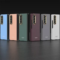 1 pcs fold phone case mobile phone protective case electroplating solid color lens cover for samsung z fold 4 accessories