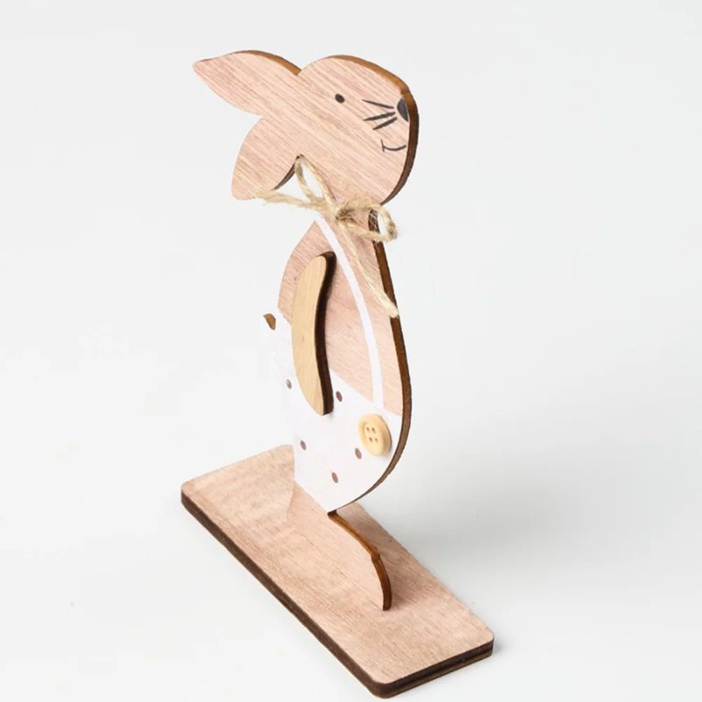 

1pc Easter Wooden Bunny Desktop Decorative Animal Board Home DIY Craft Ornaments Decoration