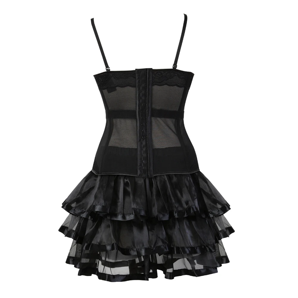 Burlesque корсет платья для женщин большого размера нижнее белье Топ черный