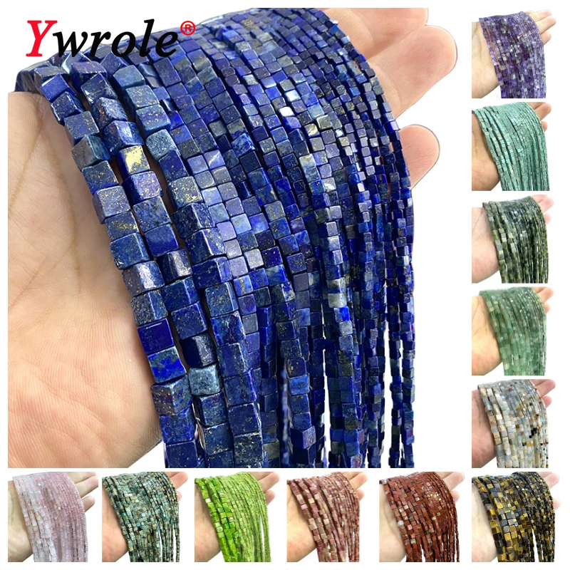 

2 3 4MM Natural Stone Cube Lapis Lazuli Turquoise Jade Quartz Square Spacer Beads for Jewelry Making DIY Bracelet Accessories