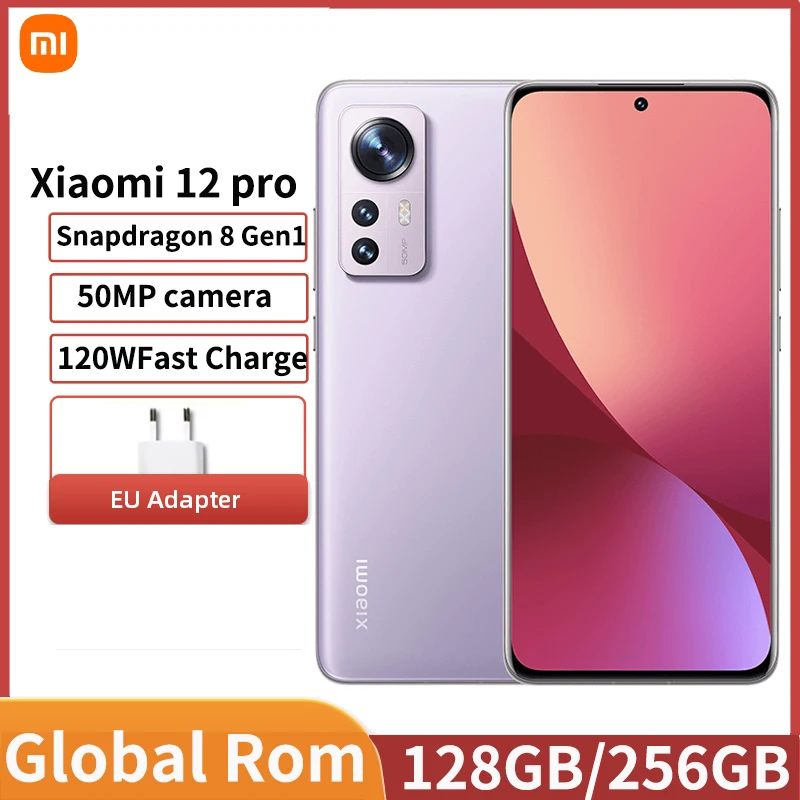 Global ROM Xiaomi Mi 12 Pro Smartphone Snapdragon 8 Gen 1 Octa Core 128GB/256GB 120Hz Display 120W Charging 50MP Camera 4K Video