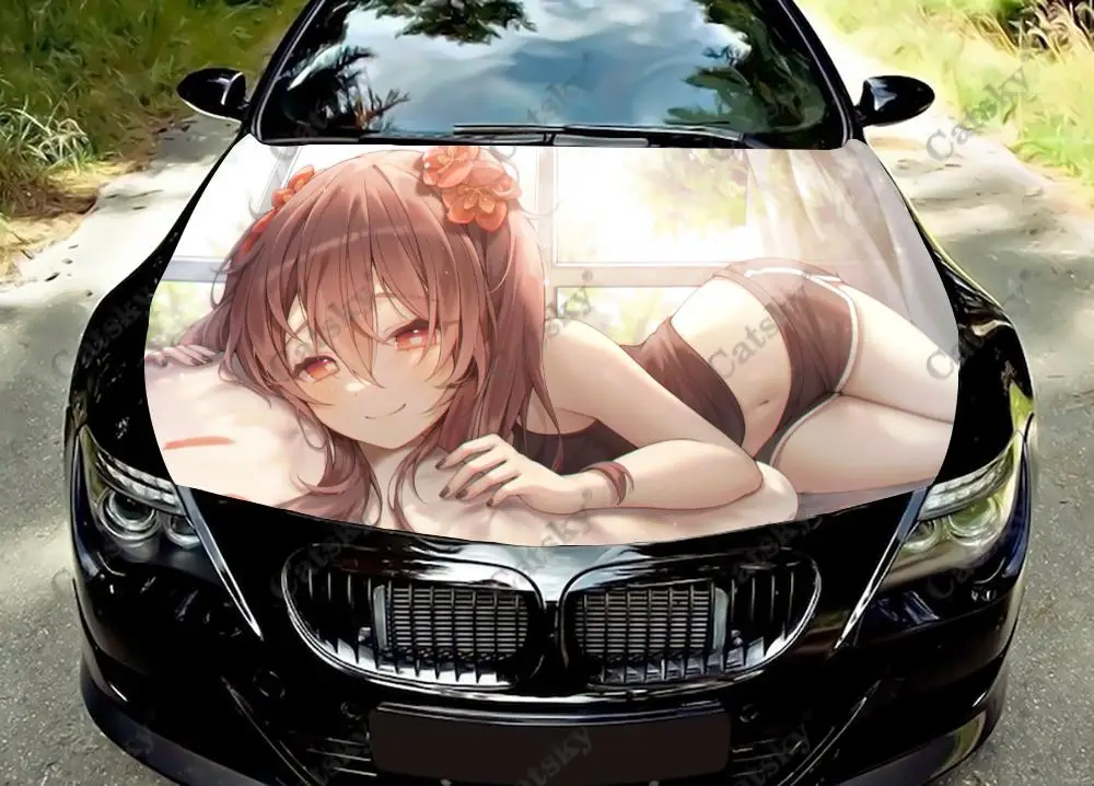 Виниловые наклейки на капот автомобиля Ху Тао (Genshin Impact) виниловая пленка крышку