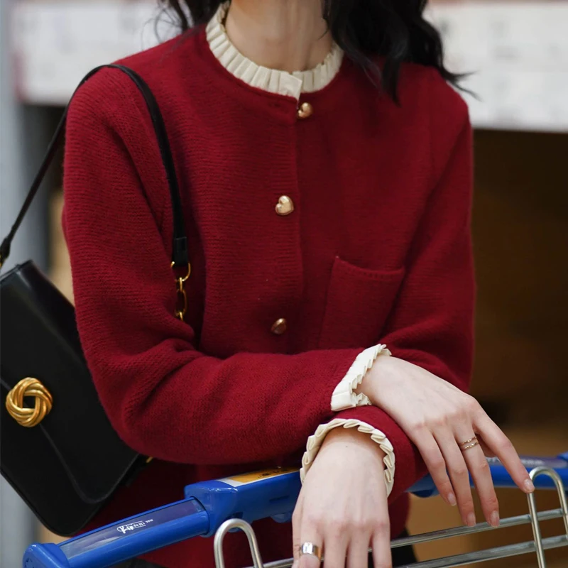 2024 женский весенний свитер на одной пуговице с воротником-стойкой накидка пальто