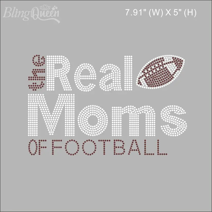 

BlingQueen 25PCS/LOT The Real Moms of Football Rhinestone Iron On Transfers Motifs