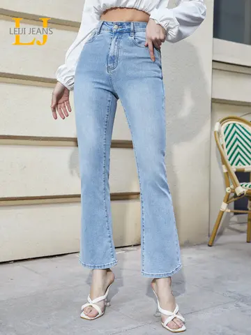 Women Jeans 2023 Spring Autumn Flared Women Jeans High Waist Stretchy Denim Ladies Boot Cut Jeans 100 Kgs Ankle Jeans for Mom