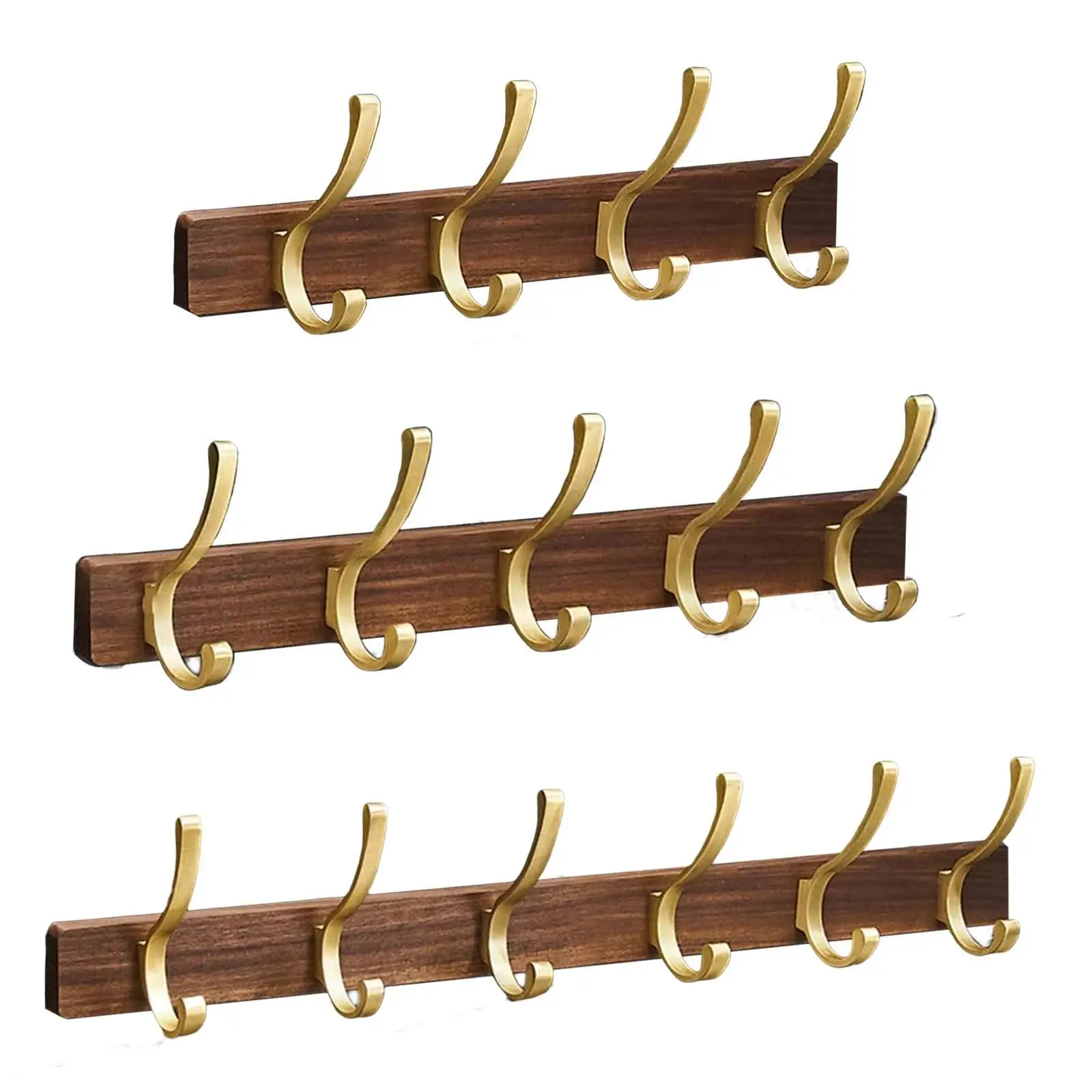 

Walnut Wall Mounted Coat Rack Waterproof Wall Rack Hooks for Hat Bags Bathroom Bedroom