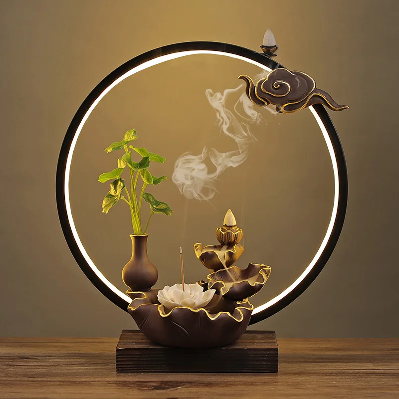 

Backflow antique incense burner, clay Buddha Buddhist incense burner, smoke backflow incense lamp room decor zen incense holder