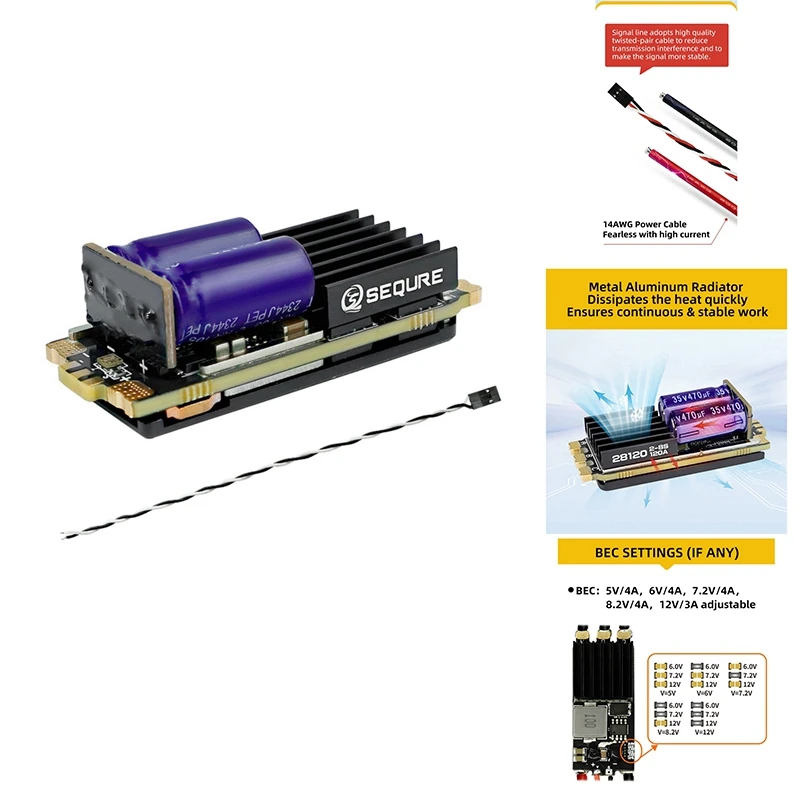 Бесщеточный Электрический регулятор скорости 2-8S 120A с прошивкой 28120 кГц