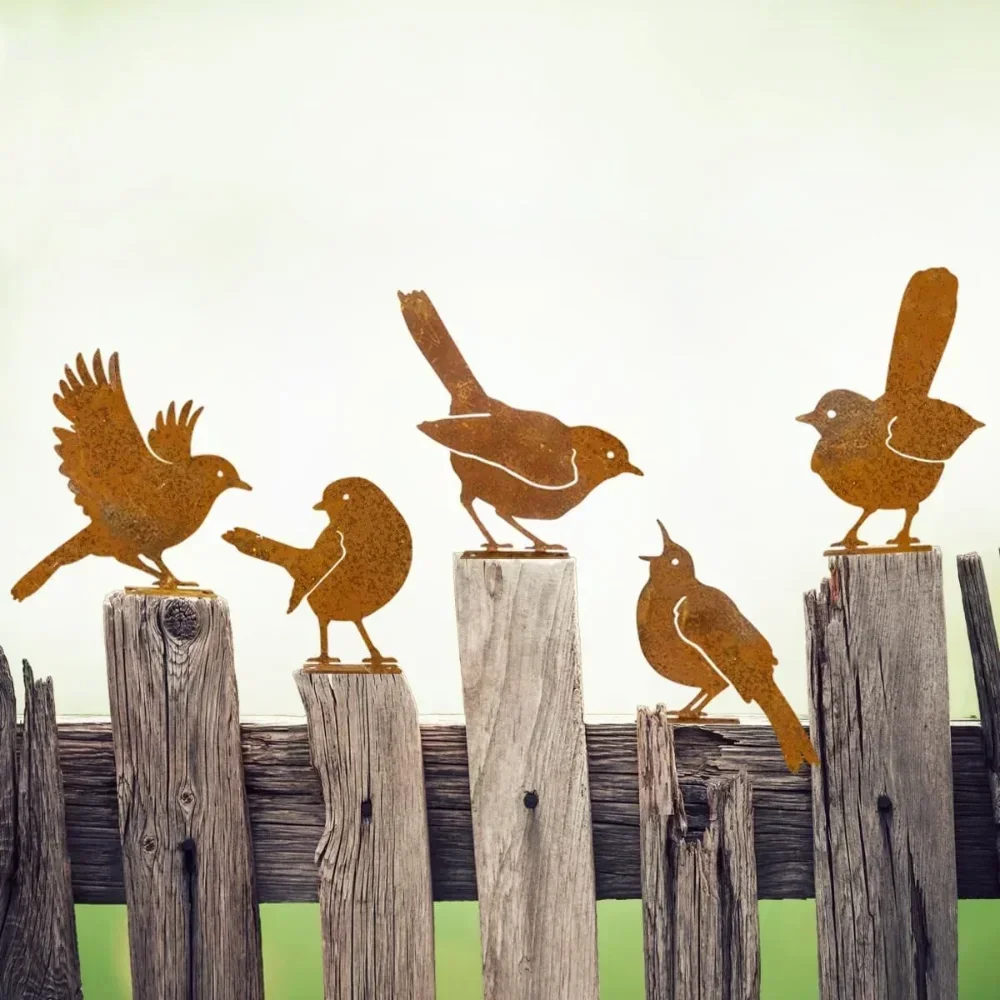 Очаровательный уличный металлический декор в виде птиц – добавление ржавого