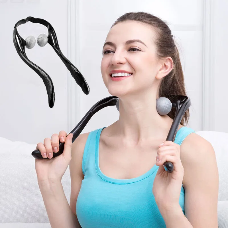 

Массажер для шеи, шиацу, глубокая ткань, двойной триггерный точечный Массажер для плеч для облегчения боли, эргономичный дизайн ручки, легки...