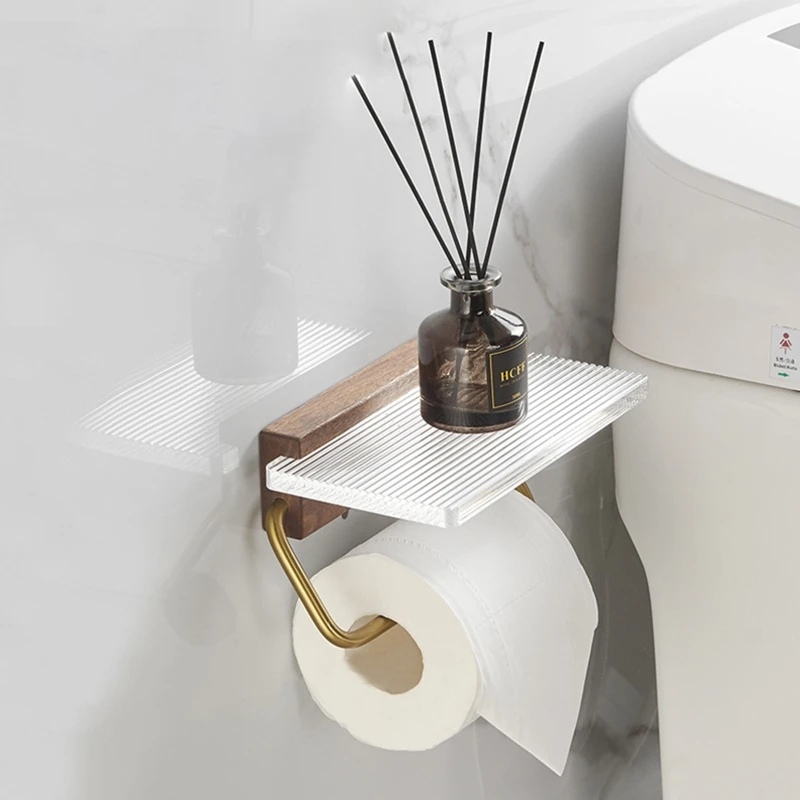 

Настенный держатель для рулонов туалетной бумаги, акриловый держатель для рулонов салфеток с подносом, вешалка для полотенец, аксессуары д...
