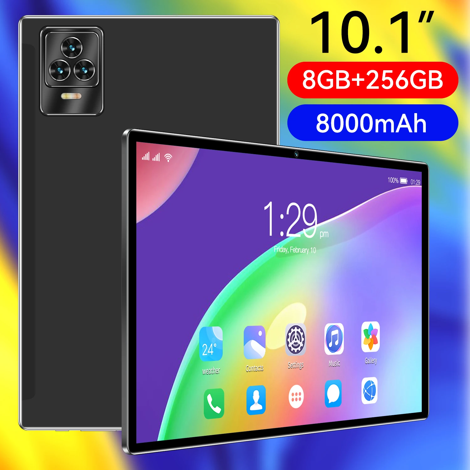 

Global Version New Tablet Android13 8G+256GB PC 10.1 Inch WiFi Tablet Dual SIM Card 5G Call Phone GPS Bluetooth Gifts