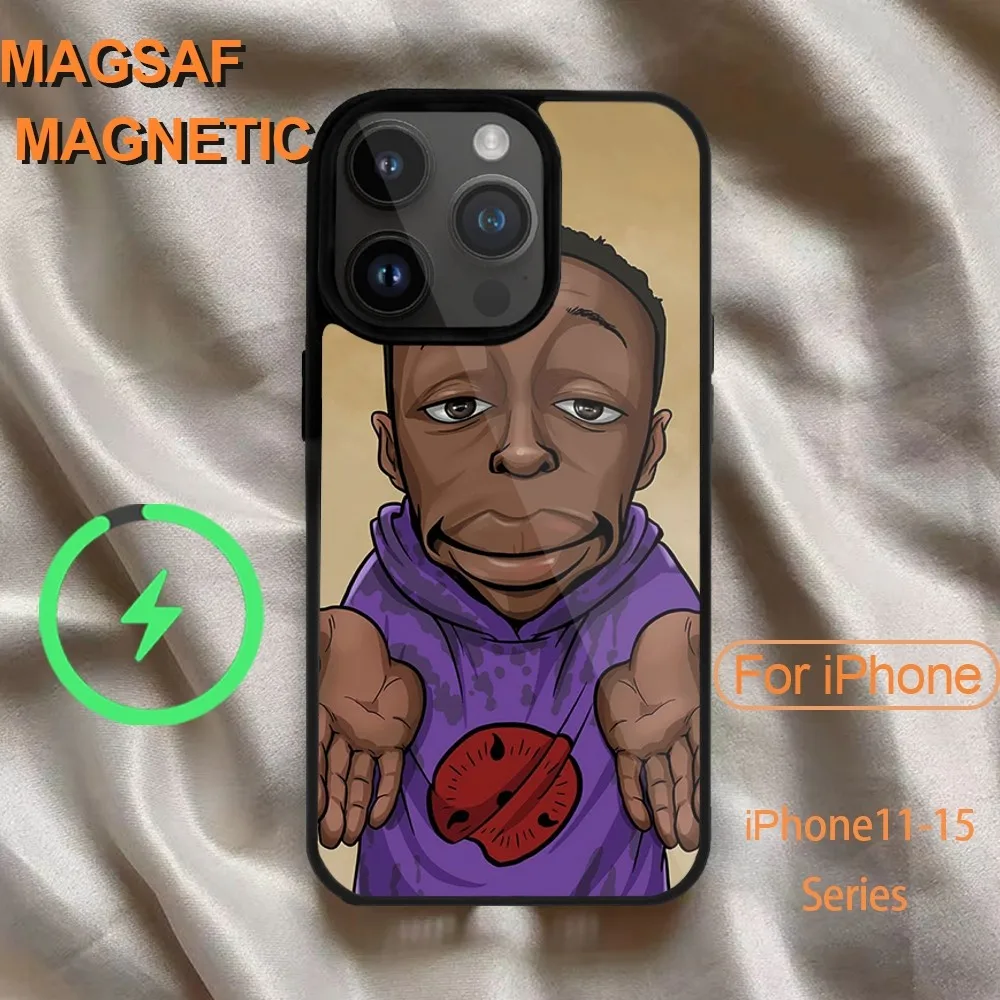 Забавный плотный мультяшный чехол Khaby для телефона iPhone 14 13 12 11 15 Pro Max Magsafe